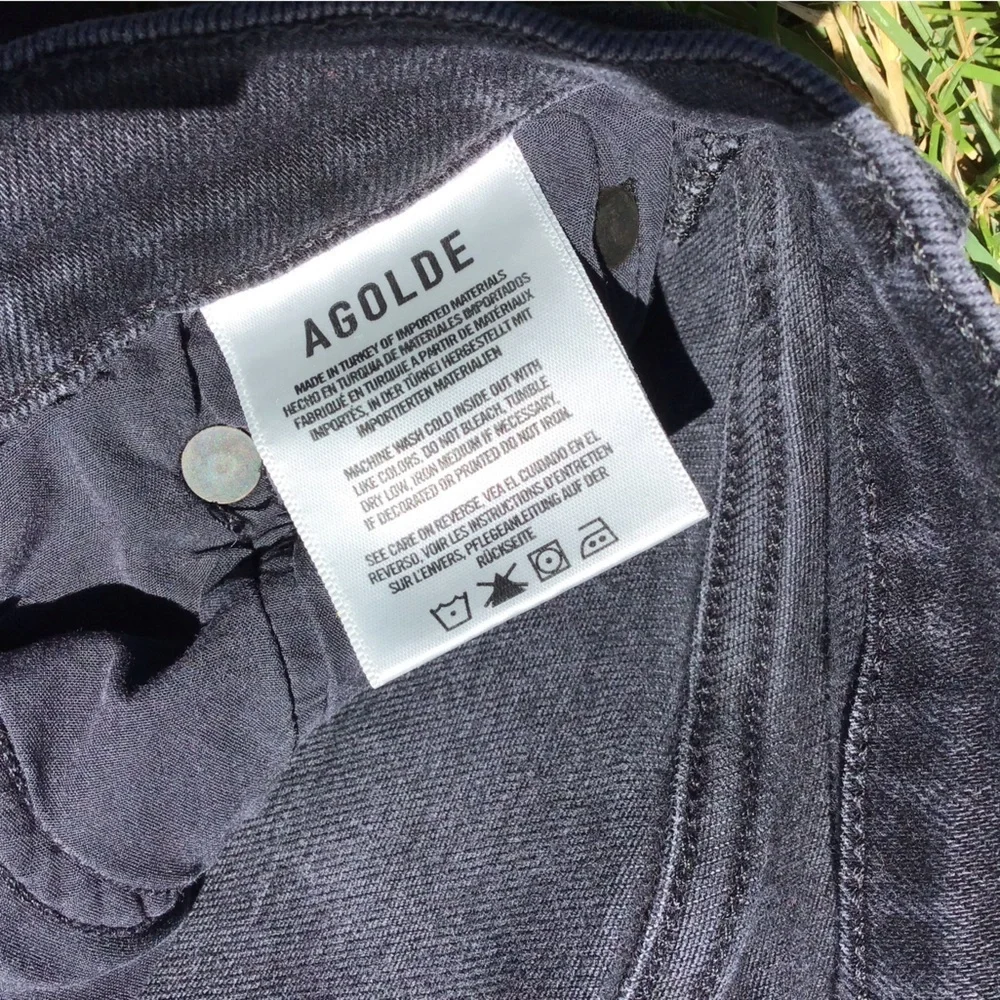 AGOLDE Sophie Mid Rise Black Ankle Skinny‎ Jeans Distressed Hem Denim Size 27